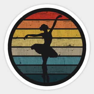 Ballet Ballerina Silhouette On A Distressed Retro Sunset design Sticker